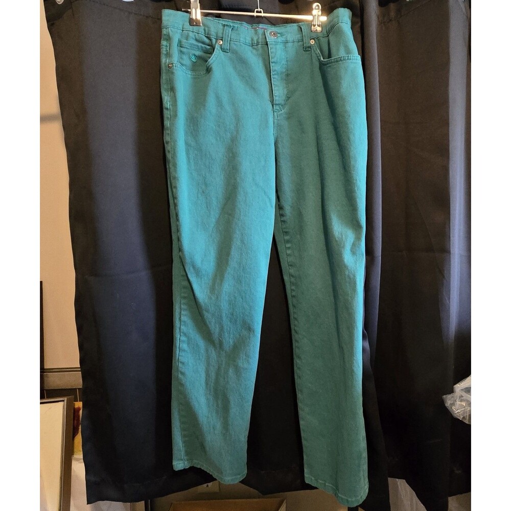 Gloria Vanderbilt Amanda Jeans Missy Short Turq Teal Blue Stretch Denim Pants 10